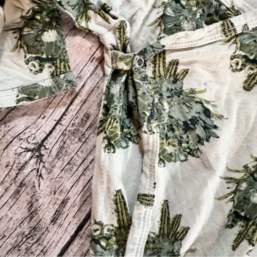 Kate Quinn Bamboo Collection Floral/Succulent Print 2 Piece Outfit Size 12-18